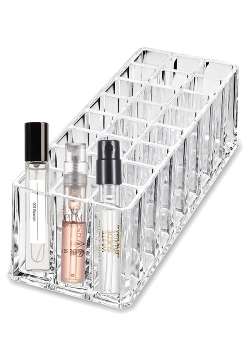 Clear Acrylic Lipstick Organizer with 24 Slots, Versatile Makeup Brush Holder and Cosmetic Caddy for Stylish Storage - Image 1