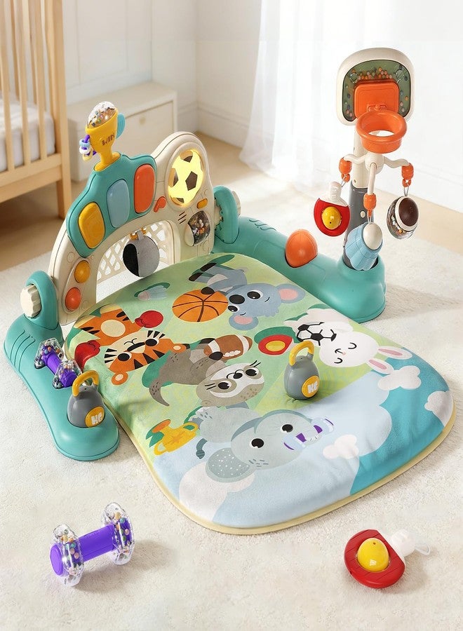 STACTCUTE 3-in-1 Baby Gym & Play Mat with Musical Piano, Activity Center with Sensory Toys & Rattles for Tummy Time, Early Development Baby Gift for Newborns 0-3 6-12 Months (Green) - Image 1