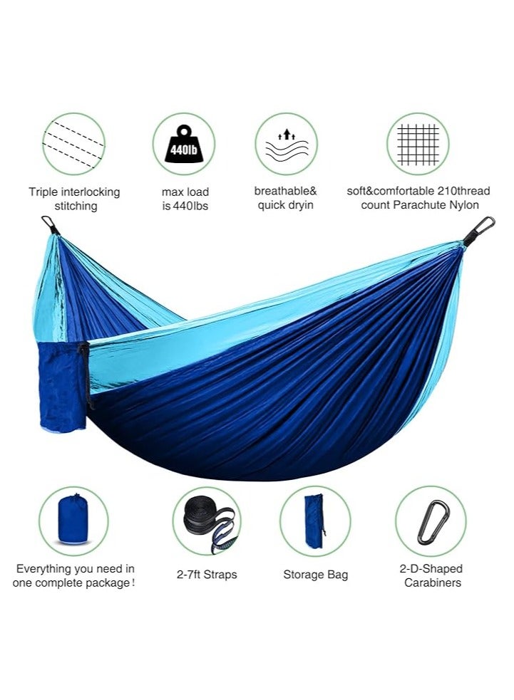 General Hammock Camping, Portable Single/Double Hammock for Outdoor Hiking Backpack - 210D Nylon Hammock Swing for Backyard & Garden  - Image 3