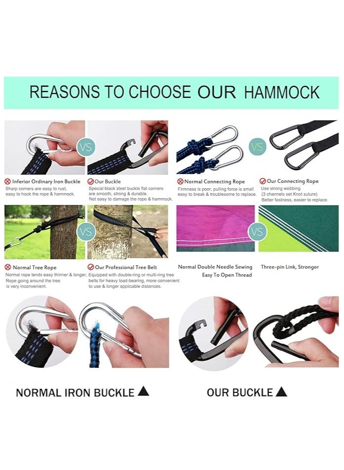 General Hammock Camping, Portable Single/Double Hammock for Outdoor Hiking Backpack - 210D Nylon Hammock Swing for Backyard & Garden  - Image 2