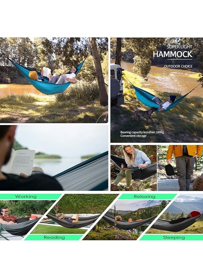 General Hammock Camping, Portable Single/Double Hammock for Outdoor Hiking Backpack - 210D Nylon Hammock Swing for Backyard & Garden  - Image 5