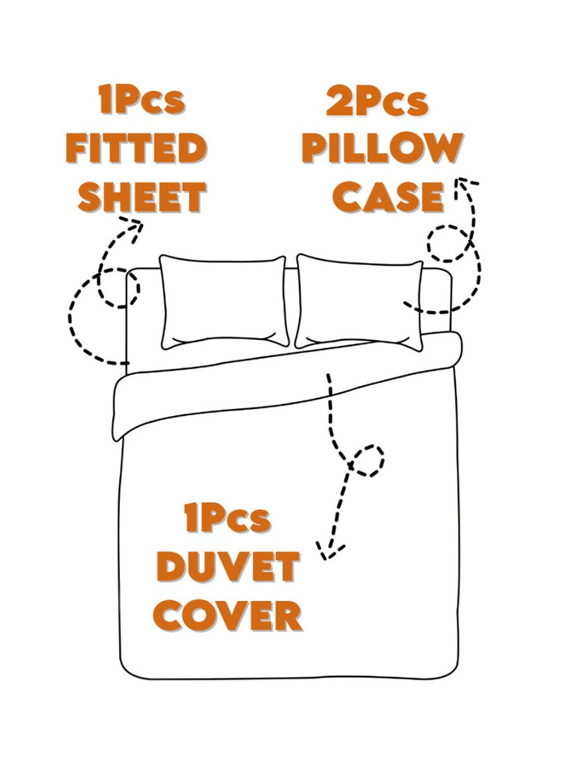 Blueberry 4 Pieces Single Size Duvet Cover Set - Includes 1 Duvet Cover (150x200cm), 1 Fitted Sheet (120x200+20cm), 2 Pillow Cases (53x75cm) - Image 5