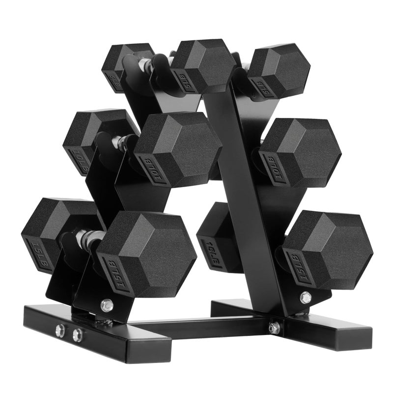 Zoomster Hex Dumbbells Rubber Coated Cast Iron Hex Black Dumbbell Free Weights For Exercises / 3.5Lb Pound - Image 5