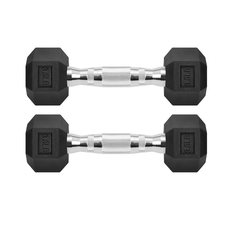 Zoomster Hex Dumbbells Rubber Coated Cast Iron Hex Black Dumbbell Free Weights For Exercises / 3.5Lb Pound - Image 1