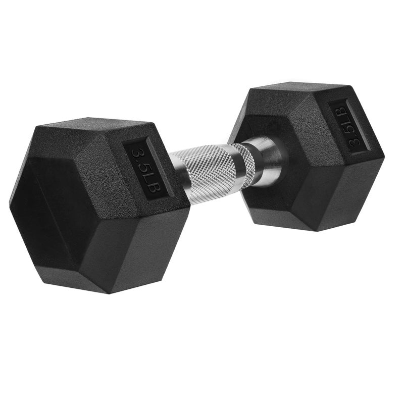 Zoomster Hex Dumbbells Rubber Coated Cast Iron Hex Black Dumbbell Free Weights For Exercises / 3.5Lb Pound - Image 3