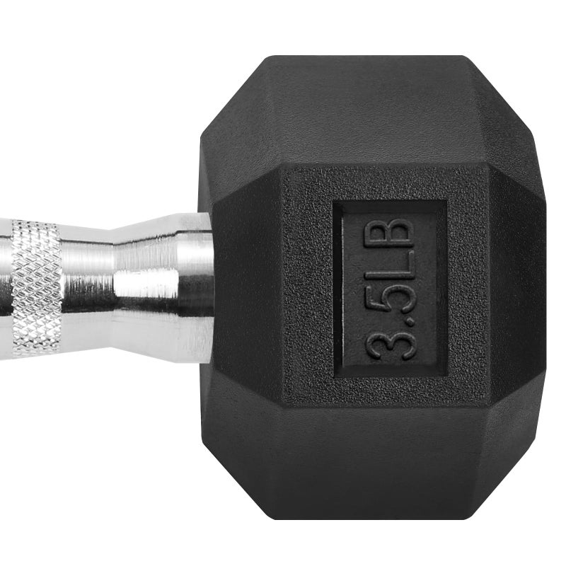 Zoomster Hex Dumbbells Rubber Coated Cast Iron Hex Black Dumbbell Free Weights For Exercises / 3.5Lb Pound - Image 4