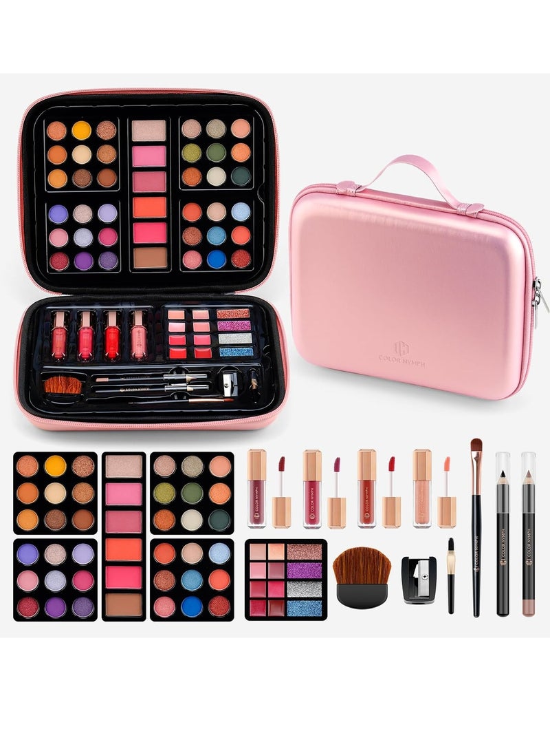 COLOR NYMPH Color Nymph Makeup for Teens with Reusable Pink Handbag, All In One Girls Makeup Sets Makeup Kits for Girls Women with Eyeshadow Blushes Bronzer Highlighter Lipgloss - Image 1