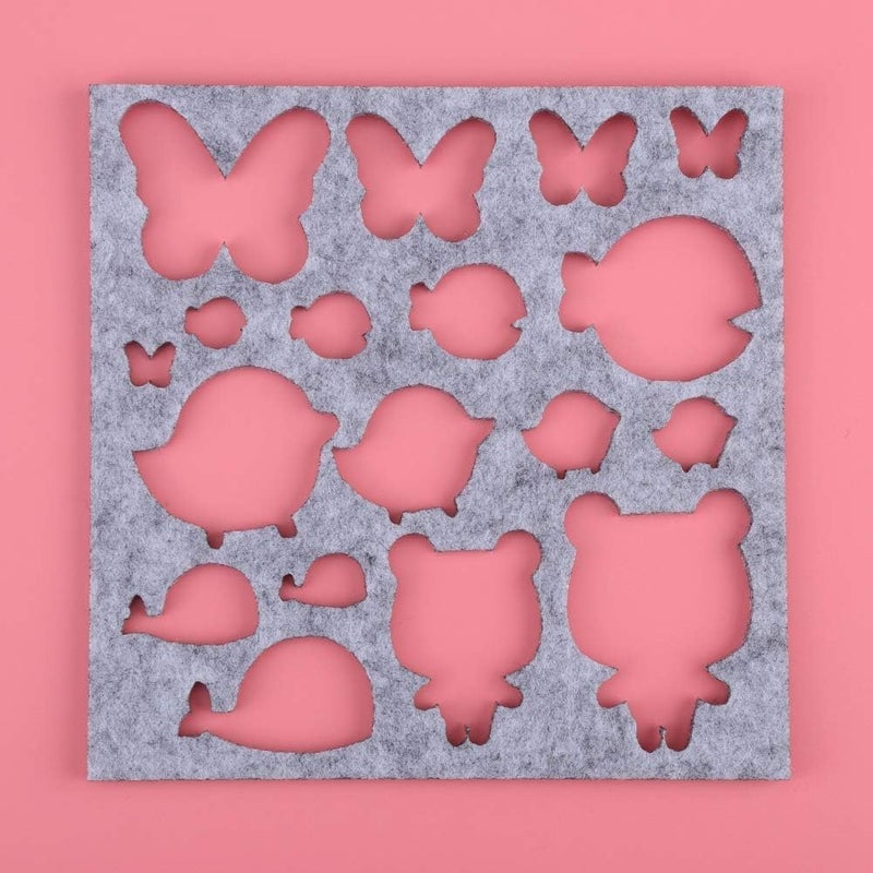 klarako Felting Mold 7pcs/Set Needle Felt Applique Mold Felt Template Beginner Kid DIY Toy Craft Hand Embroidery Stencil Tools, Including Trees Cloud Stars Moon Butterfly Flower Alphanum & Kinds of Animals - Image 3