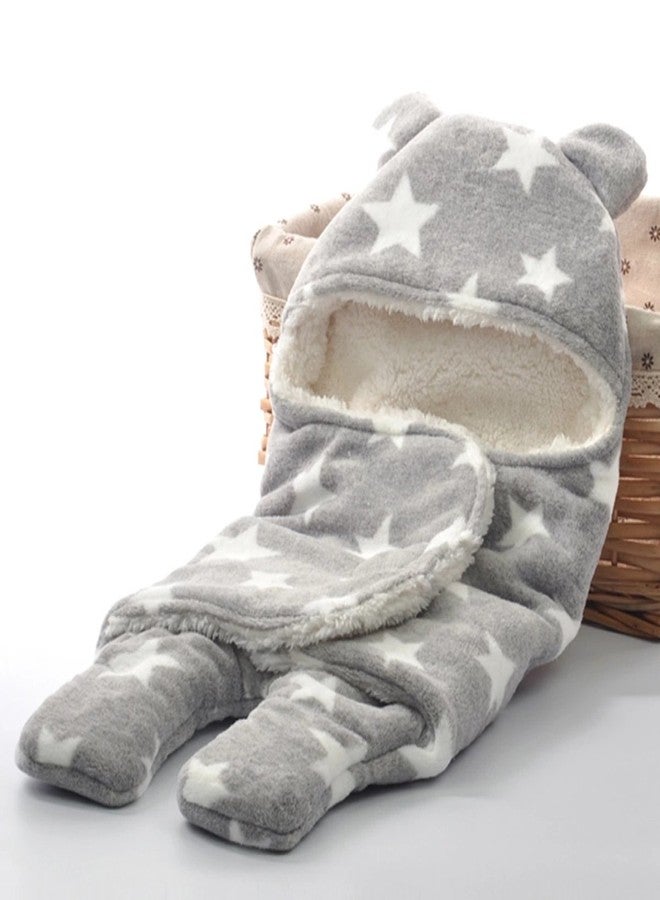 First Kick Baby Blankets New Born Combo Pack of Wearable Blanket and Star Wrapper Durable Fleece Polyester for Baby Boys and Baby Girls Pack of 2 Grey - Image 2