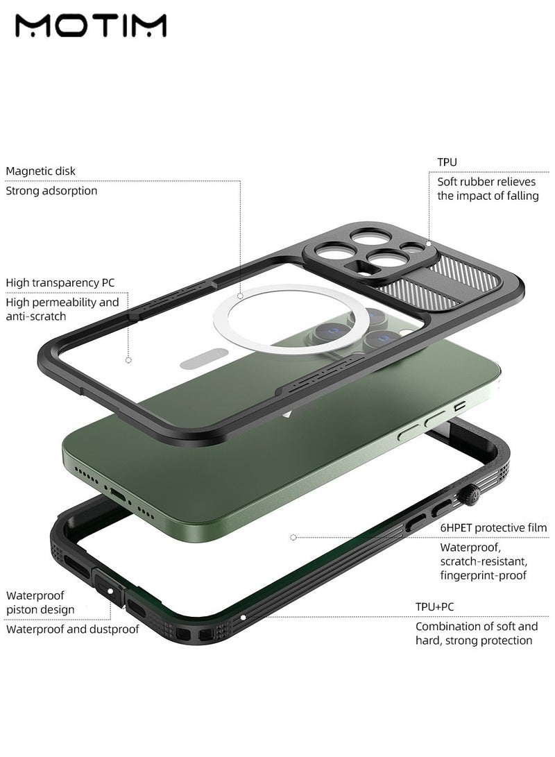 Motim Waterproof Case for iPhone 14 Pro Max with Built in Screen Protector and Lanyard, Wireless Magsafe Magnetic Heavy Duty Shockproof Case Cover  - Image 3