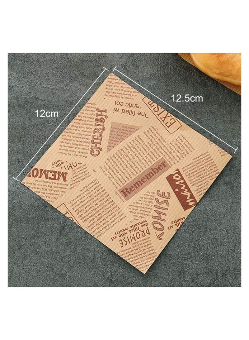 NIBEMINENT Kraft Paper Packing Bags, 100PCS Letters Printed Pastry Donut Bread Wedding Decoration Food Greaseproof Sandwich Bags  - Image 2