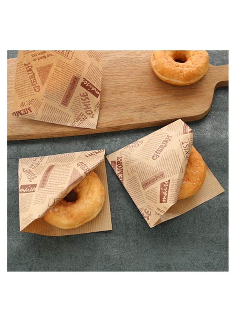 NIBEMINENT Kraft Paper Packing Bags, 100PCS Letters Printed Pastry Donut Bread Wedding Decoration Food Greaseproof Sandwich Bags  - Image 3