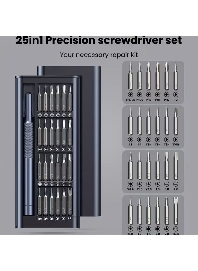 Goolsky مجموعة مفكات دقيقة صغيرة 25 في 1، مجموعة أدوات إصلاح مهنية مغناطيسية مصغرة للهاتف، الكمبيوتر، الساعة، اللابتوب، جرس الباب، النظارات، الإلكترونية، [مفك من الصلب المحمل] - Image 2