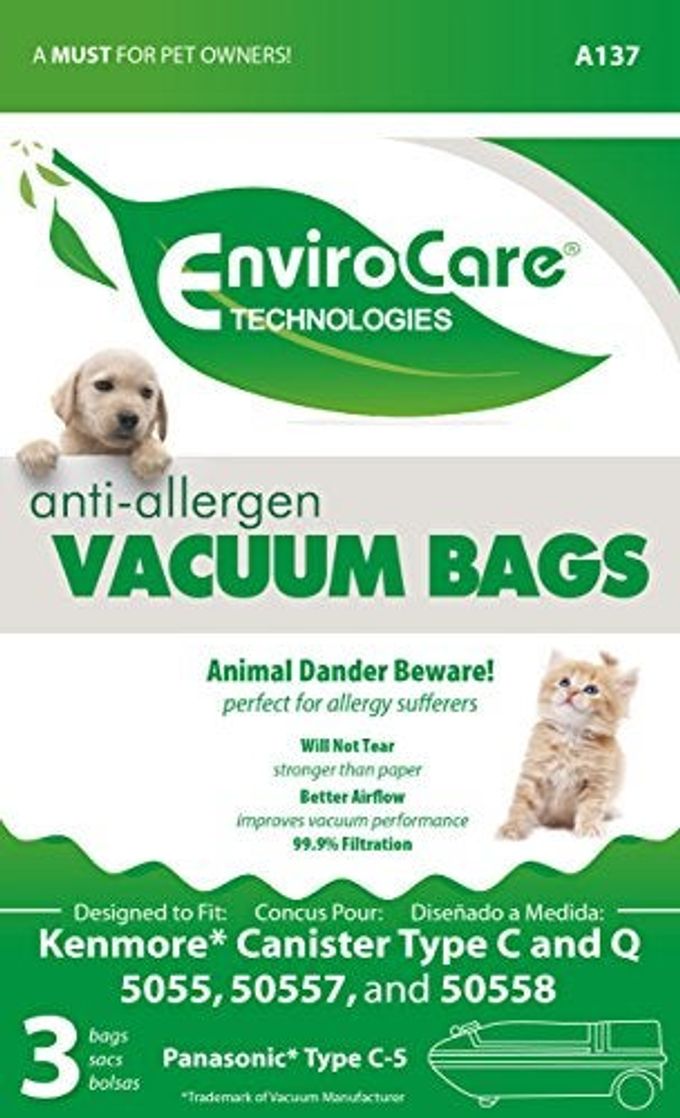 ENVIROCARE Replacement Allergen Filtration Vacuum Cleaner Dust Bags Designed to fit Kenmore Canister Type C/Q, 50555, 50558, 50557 and Panasonic Type C-5 3 pack - Image 2
