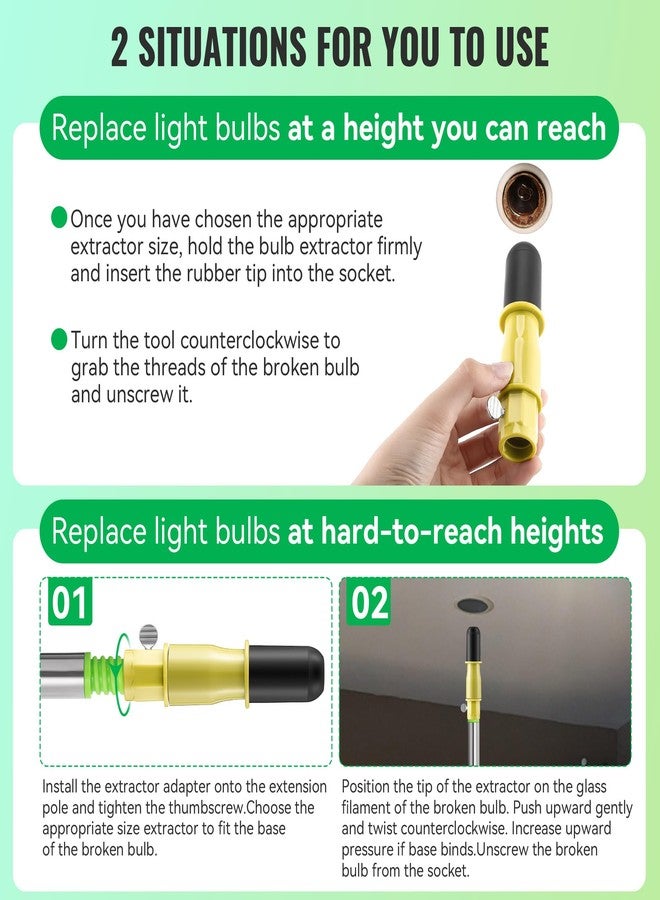 Dreyoo Broken Bulb Changer for High Ceilings, Light Changer for Changing Broken Incandescent and Candelabra Bulbs, Compatible with Standard Threaded Extension Pole, Pole Not Included (Yellow) - Image 5