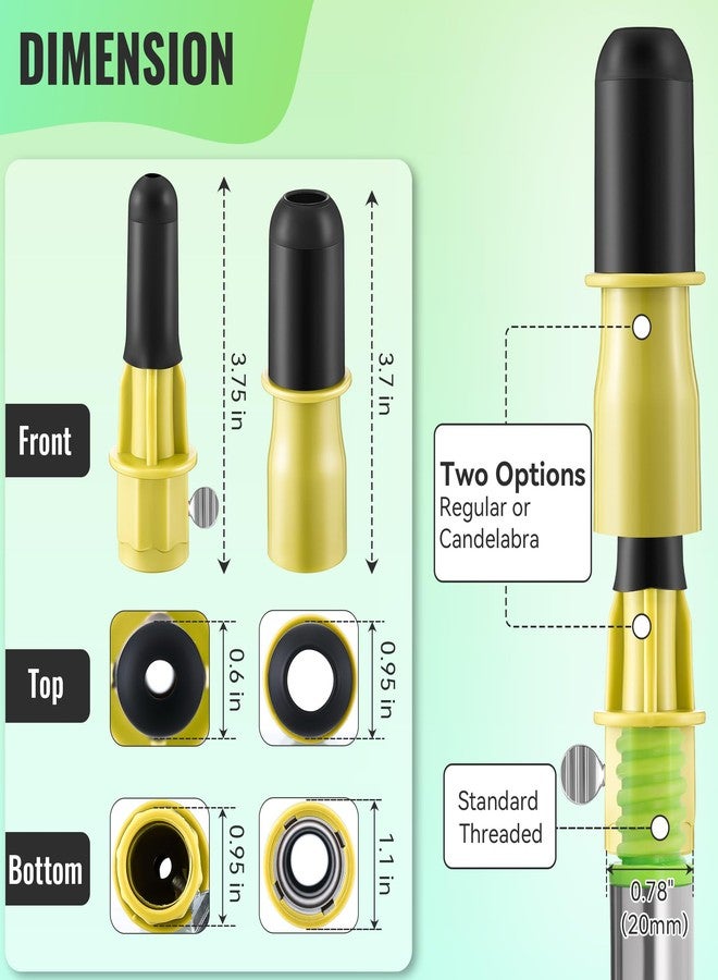 Dreyoo Broken Bulb Changer for High Ceilings, Light Changer for Changing Broken Incandescent and Candelabra Bulbs, Compatible with Standard Threaded Extension Pole, Pole Not Included (Yellow) - Image 2