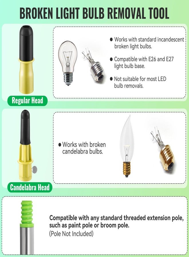 Dreyoo Broken Bulb Changer for High Ceilings, Light Changer for Changing Broken Incandescent and Candelabra Bulbs, Compatible with Standard Threaded Extension Pole, Pole Not Included (Yellow) - Image 4