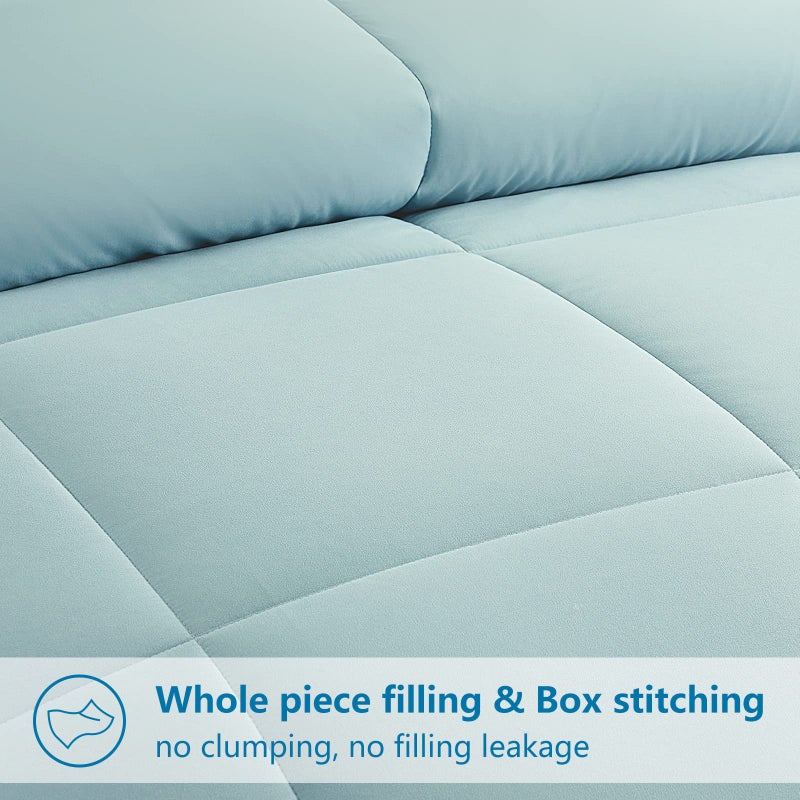 EASELAND Twin Size Down Alternative Comforter - Quilted Duvet Insert for All Seasons, Soft Lightweight with Corner Tabs, Summer Winter Warm Bedding, Aqua 64×88 Inches - Image 3