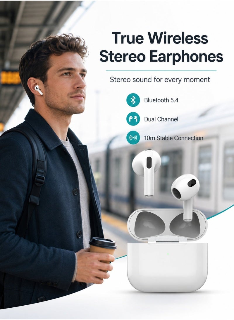Starfire Wireless Bluetooth 5.4 Earphones with Touch Control, Dual Channel Stereo Sound, IPX4 Water Resistant Earbuds, 10m Range, 300mAh Charging Case, White - Image 4