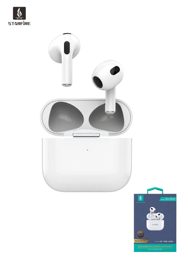 Starfire Wireless Bluetooth 5.4 Earphones with Touch Control, Dual Channel Stereo Sound, IPX4 Water Resistant Earbuds, 10m Range, 300mAh Charging Case, White - Image 1