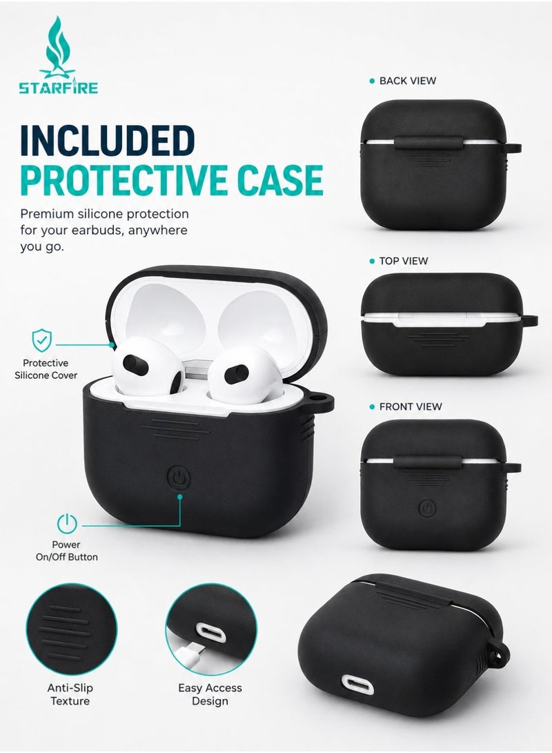Starfire Open Bluetooth Earphones, True Wireless Stereo Earbuds, Bluetooth V5.4, Touch Control, Dual Channel, HD Calling Sound, IPX4 Water Resistant, 10m Range, 300mAh Charging Case, White - Image 2