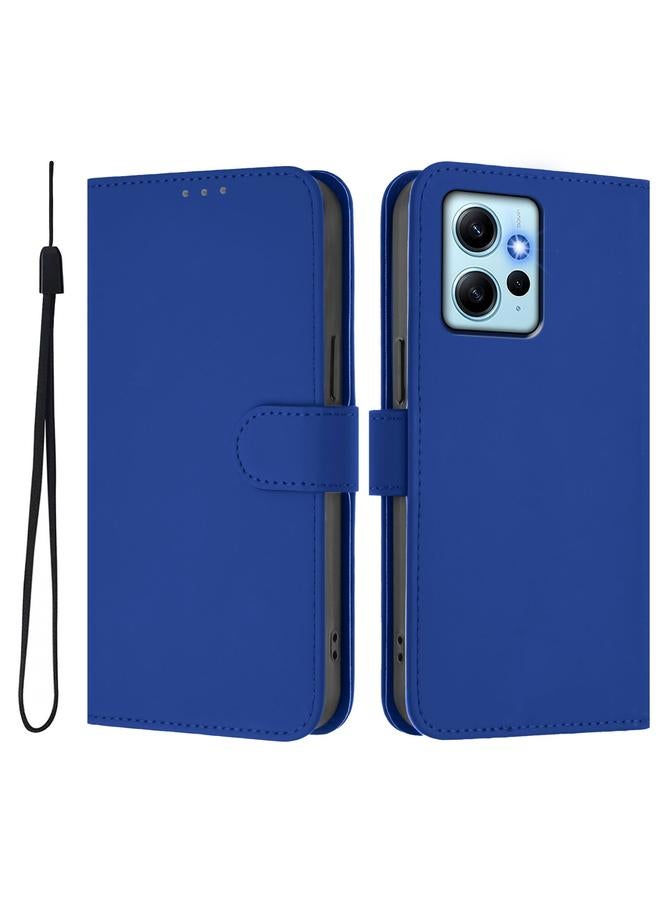 اس-توب جراب لهاتف Redmi Note 12 4G Global Skin Feel جراب هاتف من الجلد بلون سادة مع حبل - Image 2