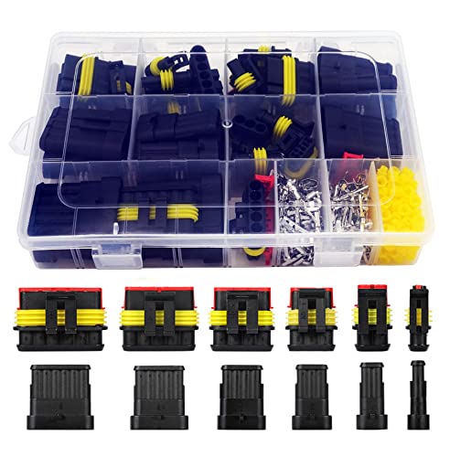 Twippo 372Pcs Waterproof Automotive Electrical Connectors Quick Connect and Disconnect Wire Connector Terminals 1/2/3/4/5/6 Pin Connectors Kit (18 Sets) - Image 1