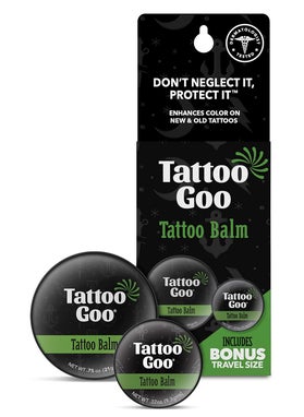 Tattoo Goo Tattoo Balm and Travel Size Balm Bundle 34 oz  33 oz Tin  Natural Tattoo Aftercare Balm with Beeswax and Cocoa Butter Soothing Ointment 2 Pack