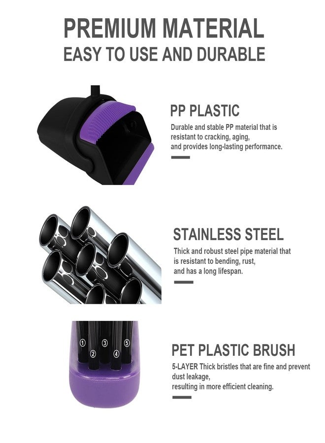 TNELTUEB Broom and Dustpan Set, Upright Purple Broom with Dustpan Combo Set 51" Long Handle, Self Cleaning Dust Pan for Home, Kitchen and Office - Image 4