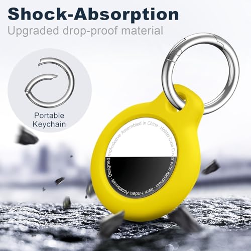 MOLOSLEEVE Case for AirTag 2nd Gen (2026) & 1st Gen, Shockproof Holder Anti-Scratch Protective Cover for Air Tags, Men's Women's Keyrings & Keychains for Keys, Luggage, Bags, Yellow - Image 5