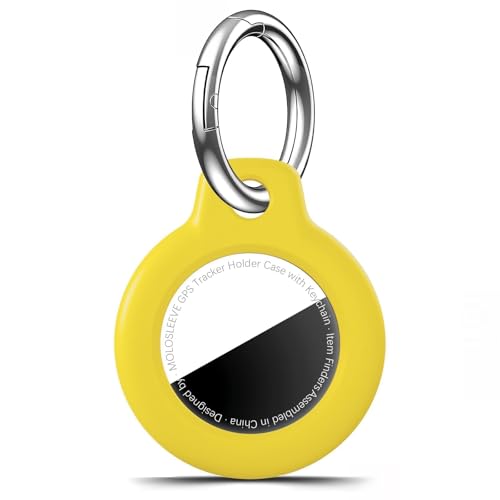 MOLOSLEEVE Case for AirTag 2nd Gen (2026) & 1st Gen, Shockproof Holder Anti-Scratch Protective Cover for Air Tags, Men's Women's Keyrings & Keychains for Keys, Luggage, Bags, Yellow - Image 1