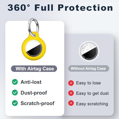 MOLOSLEEVE Case for AirTag 2nd Gen (2026) & 1st Gen, Shockproof Holder Anti-Scratch Protective Cover for Air Tags, Men's Women's Keyrings & Keychains for Keys, Luggage, Bags, Yellow - Image 4