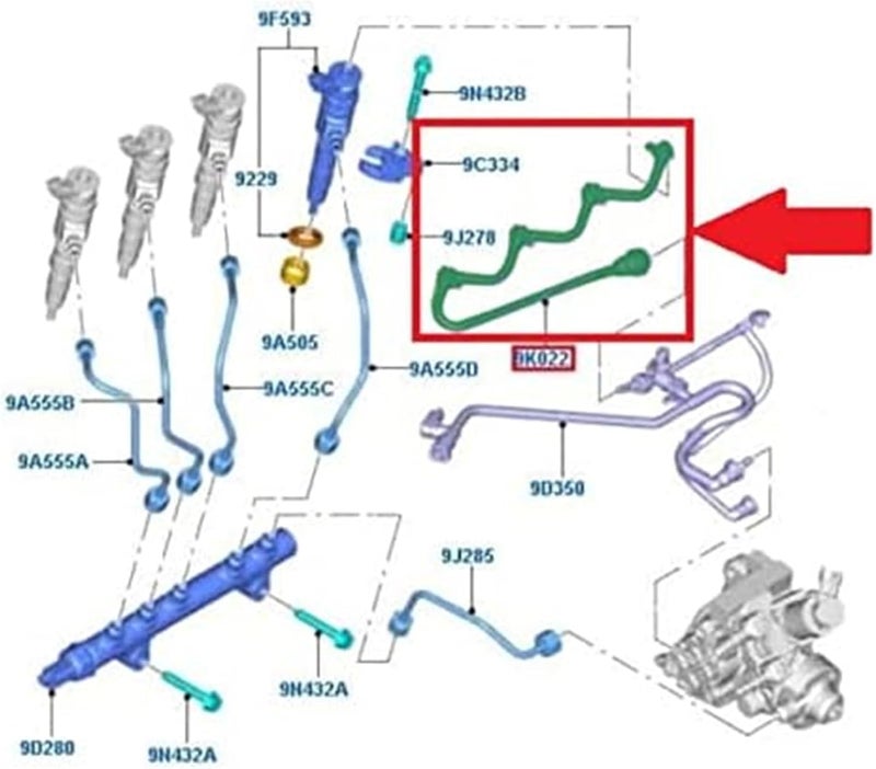 QASULER Fuel Injector Leak Off Return Pipe for Ford Vehicles - Image 2