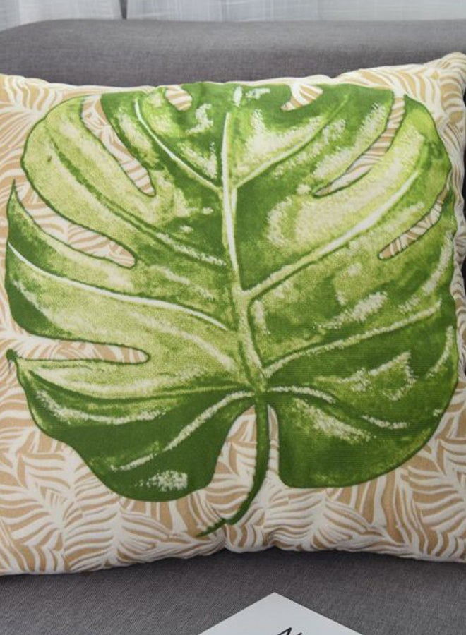 إسكدنيا غطاء وسادة بتصميم كلاسيكي مربع مزود بسحاب للإغلاق أبيض/أخضر/بني - Image 2