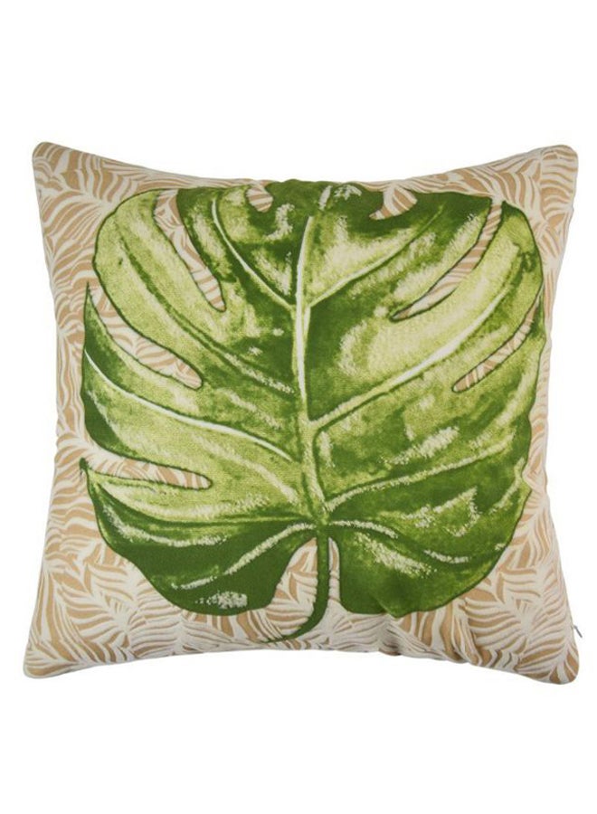 إسكدنيا غطاء وسادة بتصميم كلاسيكي مربع مزود بسحاب للإغلاق أبيض/أخضر/بني - Image 1