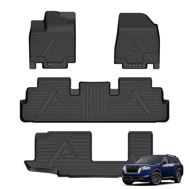 ANBINGO Floor Mats for 20222025 Pathfinder 8 Seat QX60 7 Seat Waterproof Car Mats All Weather Mats Automotive Floor Liners Front Rear 3rd Row Full Set Black - Image 3