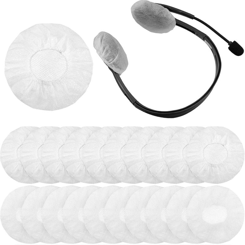 BBTO 100 Pieces Headphone Ear Covers Disposable Earphone Sanitary Non-Woven Stretch Earpad Covers Fit for Most on Ear Headphones(6.5 cm,White) - Image 1
