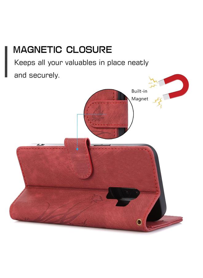 اس-توب جراب لهاتف Samsung Galaxy S9+ مصنوع من الجلد المنقوش بنقشة فراشة الأوركيد - Image 5