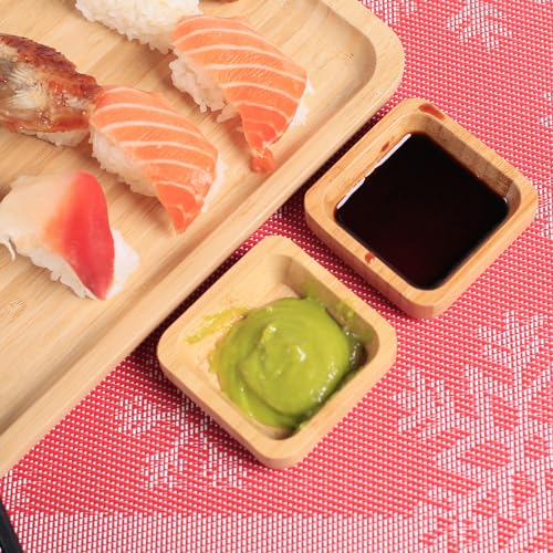 ZTHapwa Snack Bowl Set, Small Bamboo Sauce Dish Dipping Bowls for Appetizers, Dips, Sauce, Nuts, Candy, Olives, Seeds, Desserts and More, Square 1.4 oz - Image 5