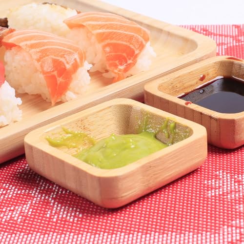 ZTHapwa Snack Bowl Set, Small Bamboo Sauce Dish Dipping Bowls for Appetizers, Dips, Sauce, Nuts, Candy, Olives, Seeds, Desserts and More, Square 1.4 oz - Image 4