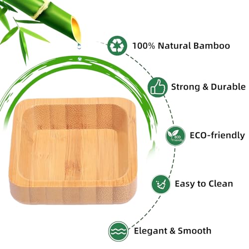ZTHapwa Snack Bowl Set, Small Bamboo Sauce Dish Dipping Bowls for Appetizers, Dips, Sauce, Nuts, Candy, Olives, Seeds, Desserts and More, Square 1.4 oz - Image 3