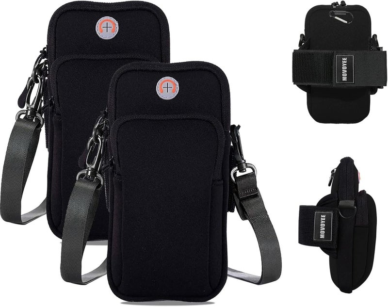 MOVOYEE Phone Holder for Running Armband,2Pack Cell Phone Purse Small Crossbody Bags for Women Men Kids,iPhone 11 12 13 14 15 Pro Max Xs Xr X 8 Plus SE Mini Galaxy Ultra Plus S24 Note Pouch Arm Bands - Image 1