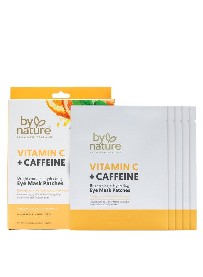By Nature Vitamin C + Caffeine Brightening + Hydrating Under Eye Mask Patches - Energizing + Replenishing Eye Patches for Dark Circles - Skincare from New Zealand - Under Eye Patches - 5 Pairs - Image 1