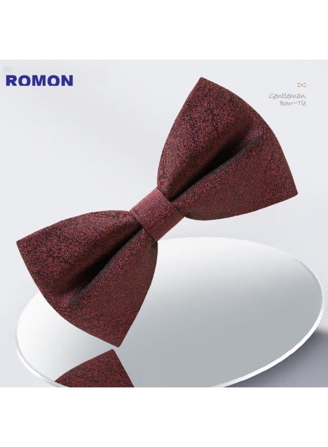 ROMON Luomeng Bow Tie For Men, Butterfly Bow For Groom And Groomsmen, Suit Shirt, Wine Red, 12*6cm  - Image 4