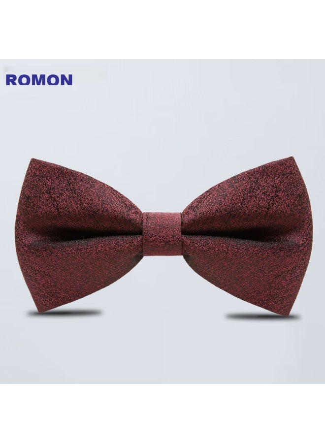 ROMON Luomeng Bow Tie For Men, Butterfly Bow For Groom And Groomsmen, Suit Shirt, Wine Red, 12*6cm  - Image 1