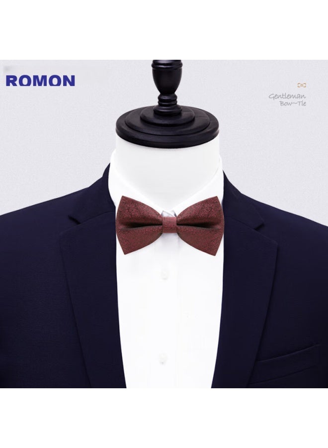 ROMON Luomeng Bow Tie For Men, Butterfly Bow For Groom And Groomsmen, Suit Shirt, Wine Red, 12*6cm  - Image 3