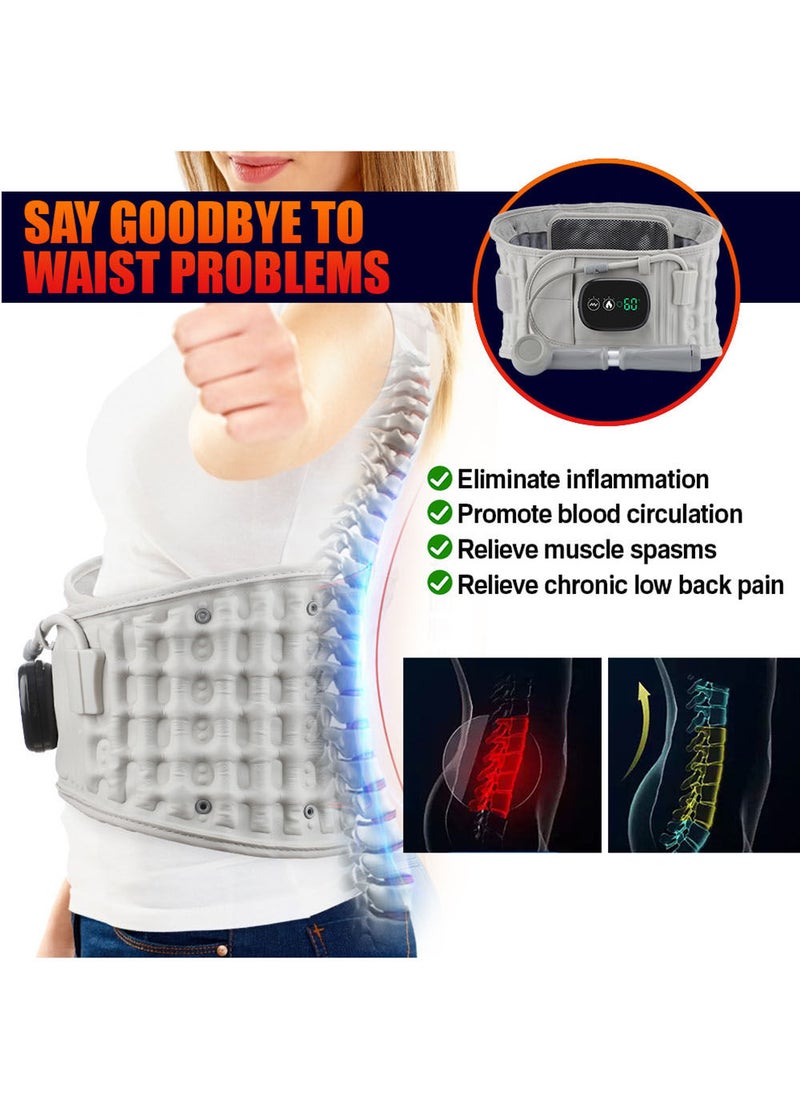 EzzySo - Infrared Heating Inflatable Belt Decompression Massaeger USB Charge LED Display Lumbar Bandage Spinal Corrector Waist Vibration - Image 1