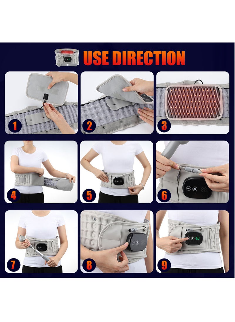 EzzySo - Infrared Heating Inflatable Belt Decompression Massaeger USB Charge LED Display Lumbar Bandage Spinal Corrector Waist Vibration - Image 1