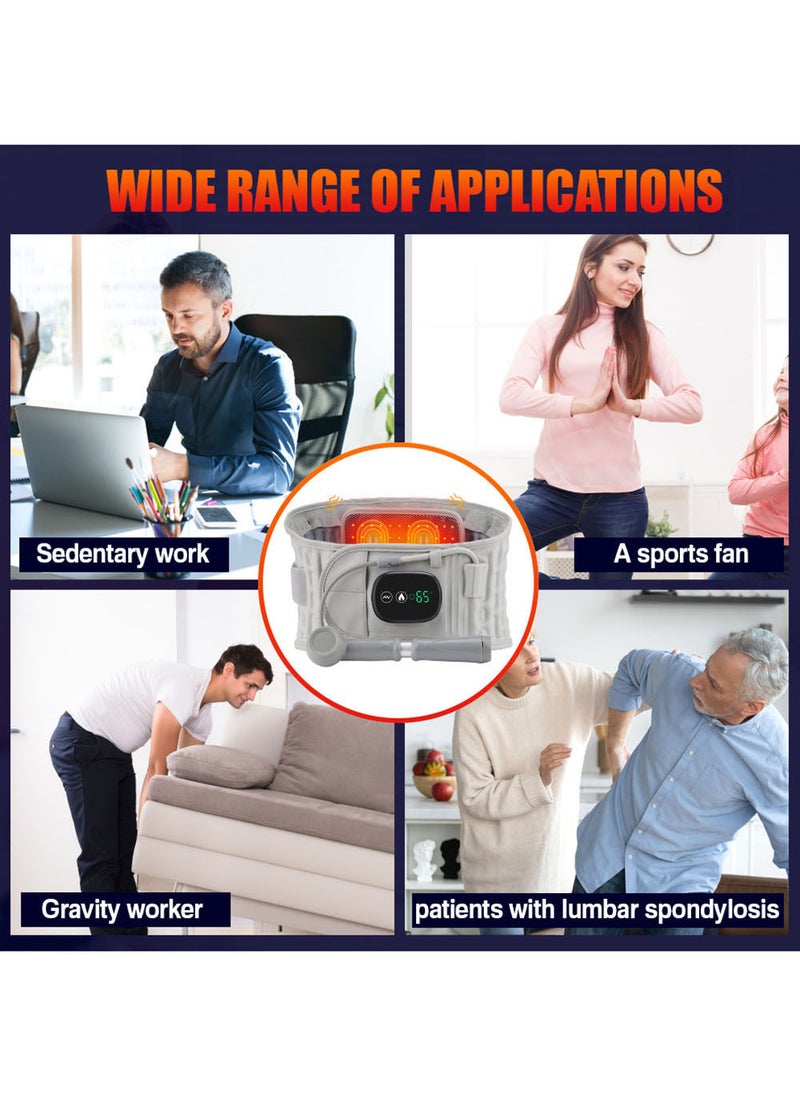 EzzySo - Infrared Heating Inflatable Belt Decompression Massaeger USB Charge LED Display Lumbar Bandage Spinal Corrector Waist Vibration - Image 1