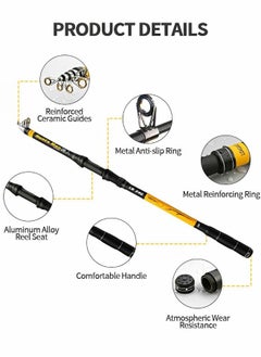 Telescopic Fishing Rod,Graphite Carbon Fiber Portable Spinning Telescopic Fishing Pole for Boat Saltwater and offshore angling,2.4m Long Cast Fishing Gear - pzsku/Z4408FBDD8BB50CEA8900Z/45/_/1671850860/f3d962d1-cff3-42b0-a3ac-3da8e904734e